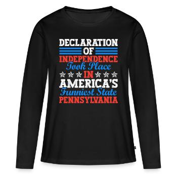Déclaration d’indépendance en Pennsylvanie 4 juillet - T-shirt manches longues Premium bio Femme - noir - Devant - Julia (174cm)