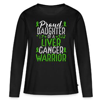 Liver Cancer Awareness Movement Daughter Ribbon - Frauen Premium Bio Langarmshirt - Schwarz - Vorne - Julia (174cm)