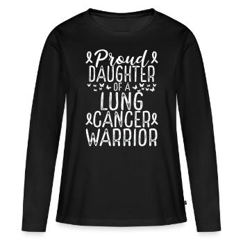 Lung Cancer Awareness Movement for Daughter Ribbon - Frauen Premium Bio Langarmshirt - Schwarz - Vorne - Julia (174cm)