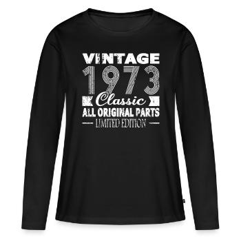 50e anniversaire Millésime 1973 Classique 1973 - T-shirt manches longues Premium bio Femme - noir - Devant - Julia (174cm)