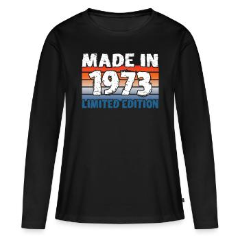 50e anniversaire Made in 1973 Edition Limitée - T-shirt manches longues Premium bio Femme - noir - Devant - Julia (174cm)