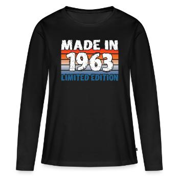 60e anniversaire Made in 1963 Edition limitée - T-shirt manches longues Premium bio Femme - noir - Devant - Julia (174cm)