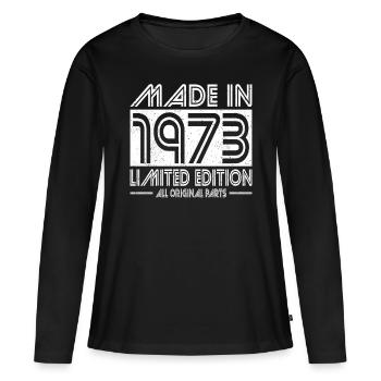 50e anniversaire Made in 1973 Edition Limitée - T-shirt manches longues Premium bio Femme - noir - Devant - Julia (174cm)