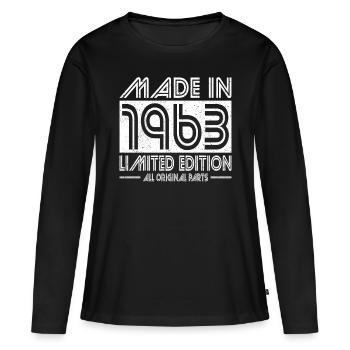 60e anniversaire Made in 1963 Edition limitée - T-shirt manches longues Premium bio Femme - noir - Devant - Julia (174cm)