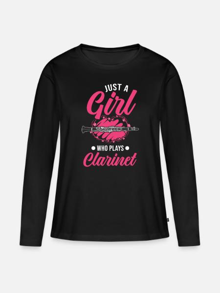 Klarinette Mädchen Klarinettistin - Frauen Premium Bio Langarmshirt - Schwarz