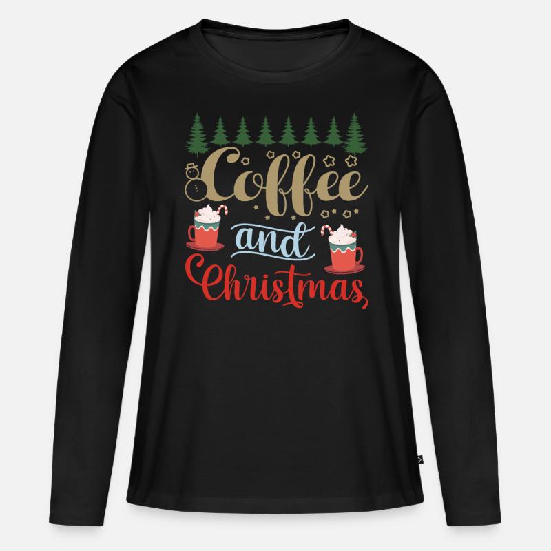 Ugly Christmas Sweater - Caffè e Natale - Maglia a maniche lunghe ecologica premium da donna - nero