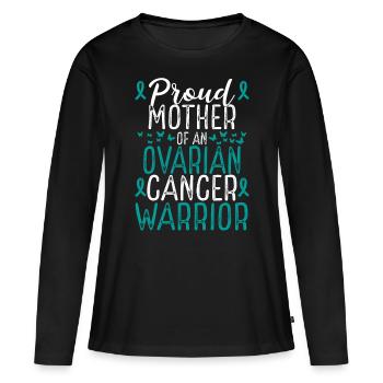 Ovarian Cancer Awareness for Mom Ribbon Mother - Frauen Premium Bio Langarmshirt - Schwarz - Vorne - Julia (174cm)