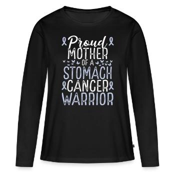 Stomach Cancer Awareness for Mom Ribbon Mother - Frauen Premium Bio Langarmshirt - Schwarz - Vorne - Julia (174cm)
