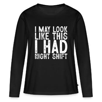Je peux ressembler à ça, j’avais un quart de nuit - T-shirt manches longues Premium bio Femme - noir - Devant - Julia (174cm)