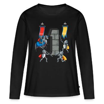 Chevaliers médiévaux Histoire médiévale - T-shirt manches longues Premium bio Femme - noir - Devant - Julia (174cm)
