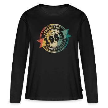 40e anniversaire né en 1983 Légendaire depuis 1983 - T-shirt manches longues Premium bio Femme - noir - Devant - Julia (174cm)