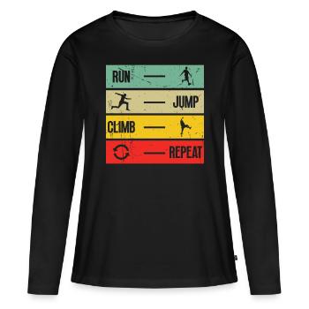Parkour Run Jump Climb Repeat Freerunning Traceur - Frauen Premium Bio Langarmshirt - Schwarz - Vorne - Julia (174cm)