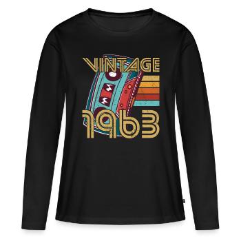 60th birthday born 1963 vintage 1963 - Women's Premium Organic Long Sleeve Shirt - black - Front - Julia (174cm)