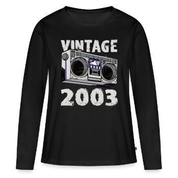 20. Geburtstag Jahrgang 2003 Vintage 2003 - Frauen Premium Bio Langarmshirt - Schwarz - Vorne - Julia (174cm)