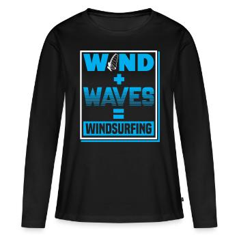WInd Surfing Wind Plus Waves For Wind Surfer - Frauen Premium Bio Langarmshirt - Schwarz - Vorne - Julia (174cm)