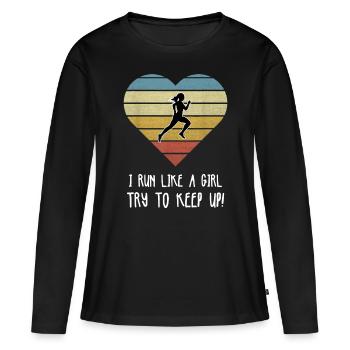 Mädchen Cross Country Running Geschenk - Frauen Premium Bio Langarmshirt - Schwarz - Vorne - Julia (174cm)