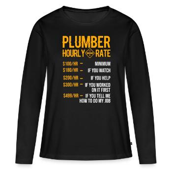 Drôle de plombier Hommes Plombier Plombier à taux horaire - T-shirt manches longues Premium bio Femme - noir - Devant - Julia (174cm)