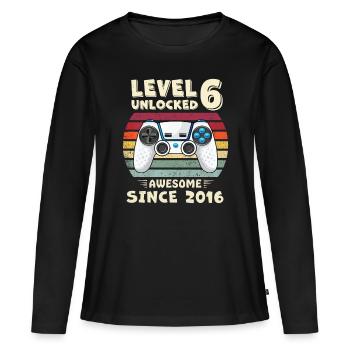 Enfants Six 6 ans BDay Son Garçon Drôle de joueur 6ème 6 ans - T-shirt manches longues Premium bio Femme - noir - Devant - Julia (174cm)