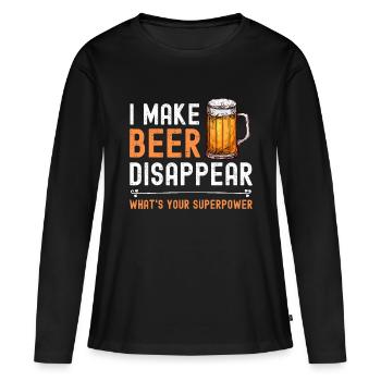 Ich lasse Bier verschwinden Was ist deine Superkraft lustig - Frauen Premium Bio Langarmshirt - Schwarz - Vorne - Julia (174cm)
