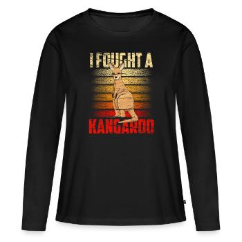 Je me suis battu avec un kangourou animal kangourou kangourou - T-shirt manches longues Premium bio Femme - noir - Devant - Julia (174cm)