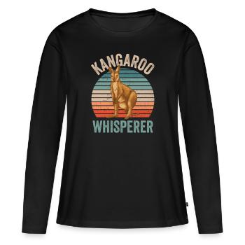 Kangourou Whisperer Animal Kangourou Kangourou - T-shirt manches longues Premium bio Femme - noir - Devant - Julia (174cm)