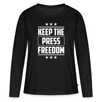 Préserver la liberté de la presse Journaliste Droit de la presse - T-shirt manches longues Premium bio Femme - noir - Devant - Julia (174cm)