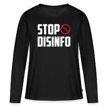 Désinfo Stop Press Loi Liberté de la presse - T-shirt manches longues Premium bio Femme - noir - Devant - Julia (174cm)