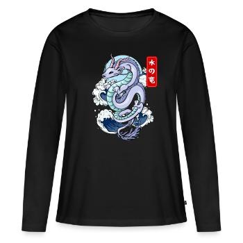 Mythe élémentaire du dragon d’eau japonais - T-shirt manches longues Premium bio Femme - noir - Devant - Julia (174cm)