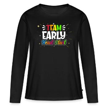 Début d’équipe Head Start - T-shirt manches longues Premium bio Femme - noir - Devant - Julia (174cm)