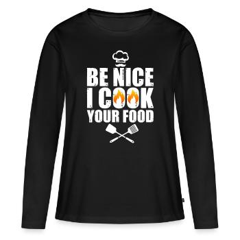 Drôle de chef Art pour hommes Femmes Restaurant Cuisine Fo - T-shirt manches longues Premium bio Femme - noir - Devant - Julia (174cm)