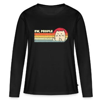 Retro Stil ew, Leute T-Shirt lustige Katze - Frauen Premium Bio Langarmshirt - Schwarz - Vorne - Julia (174cm)