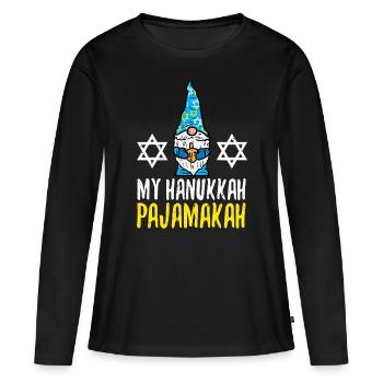 My Hanukkah Pajamakah Funny Chanukah Pajamas PJs W - Women's Premium Organic Long Sleeve Shirt - black - Front - Julia (174cm)