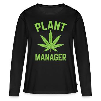 Werksleiter Weed Leaf Cannabis Marihuana Funny 4 - Frauen Premium Bio Langarmshirt - Schwarz - Vorne - Julia (174cm)