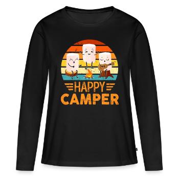 Funny Happy Marshmallow Camper Cute For Kids Women - Women's Premium Organic Long Sleeve Shirt - black - Front - Julia (174cm)