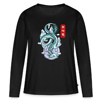 Mythe élémentaire du dragon de glace japonais - T-shirt manches longues Premium bio Femme - noir - Devant - Julia (174cm)