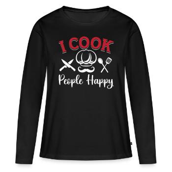 Chef Je cuisine les gens heureux chef cuisinier chefs - T-shirt manches longues Premium bio Femme - noir - Devant - Julia (174cm)