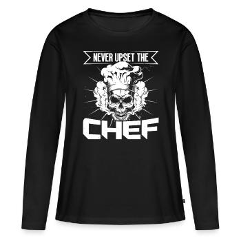 Chef Jamais contrarié Le Chef Cuisinier Chef Chefs - T-shirt manches longues Premium bio Femme - noir - Devant - Julia (174cm)