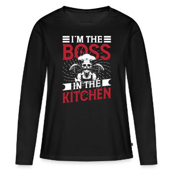 Chef Boss In The Kitchen Cooking Chef Chefs - Women's Premium Organic Long Sleeve Shirt - black - Front - Julia (174cm)
