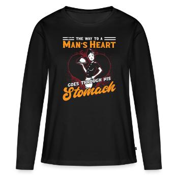 Koch Way To A Mans Heart Kochen Chefkoch Köche - Frauen Premium Bio Langarmshirt - Schwarz - Vorne - Julia (174cm)