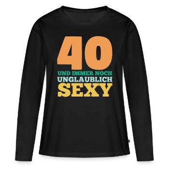 Vierzig 40 Jahre Vierzigster Geburtstag - Frauen Premium Bio Langarmshirt - Schwarz - Vorne - Julia (174cm)
