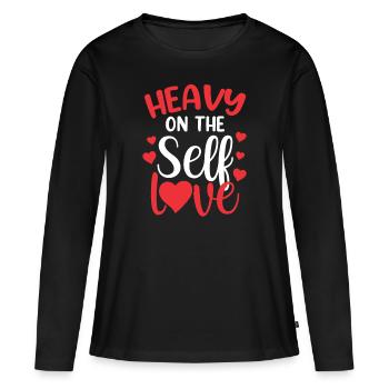 Amour de soi Amour de soi Doux Amour de soi Positif - T-shirt manches longues Premium bio Femme - noir - Devant - Julia (174cm)
