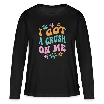 J’ai le béguin pour moi-même-amour doux - T-shirt manches longues Premium bio Femme - noir - Devant - Julia (174cm)