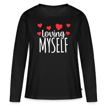 Je m’aime moi-même amour-amour de soi doux - T-shirt manches longues Premium bio Femme - noir - Devant - Julia (174cm)