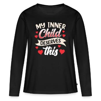 Mon enfant intérieur mérite le doux amour de soi - T-shirt manches longues Premium bio Femme - noir - Devant - Julia (174cm)