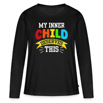 Mon enfant intérieur mérite le doux amour de soi - T-shirt manches longues Premium bio Femme - noir - Devant - Julia (174cm)