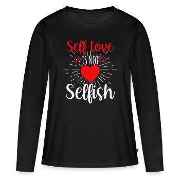 L’amour de soi n’est pas égoïste L’amour égoïste - T-shirt manches longues Premium bio Femme - noir - Devant - Julia (174cm)