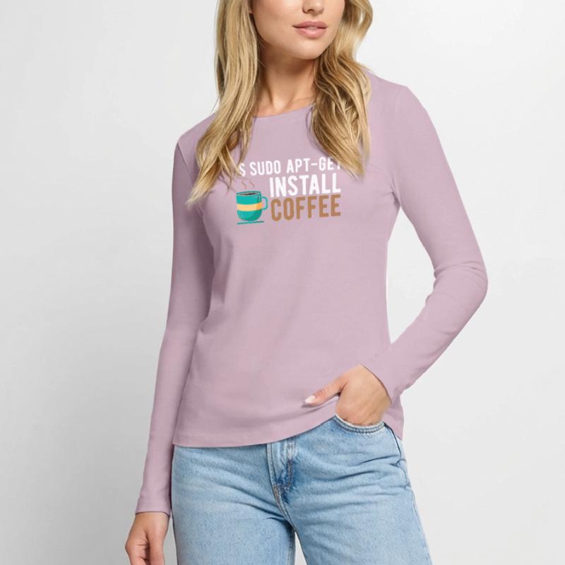 ~$ sudo apt-get install coffee Linux Programmer Women's Premium Organic Long Sleeve Shirt