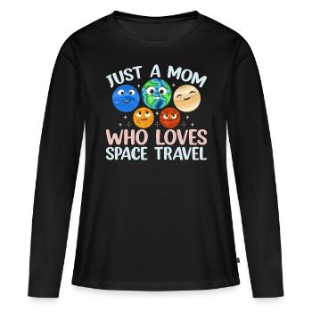 Aérospatiale - Juste une maman qui aime les voyages dans l’espace - T-shirt manches longues Premium bio Femme - noir - Devant - Julia (174cm)