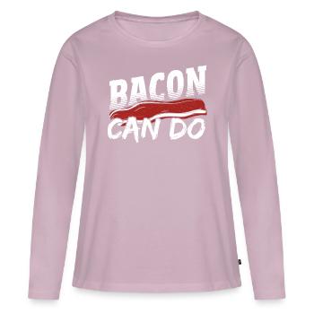 Bacon Jambon Oeufs Porc - T-shirt manches longues Premium bio Femme - rose poudré - Devant - Julia (174cm)