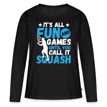 Racket Tennis Badminton Squash - Frauen Premium Bio Langarmshirt - Schwarz - Vorne - Julia (174cm)